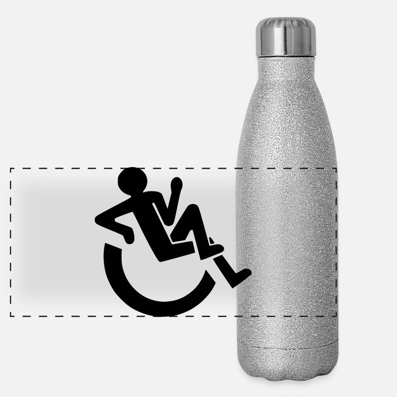 Relaxed wheelchair user, roller, disabled # Panoramic Glitter Thermal Bottle 500 ml