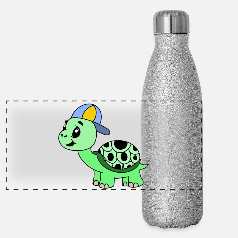 Kuschelige Schildkröte mit Cap Panorama Glitzer Isolierflasche 500 ml