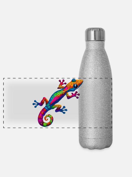 Gecko - Panorama Glitzer Isolierflasche 500 ml - Silber Glitzer