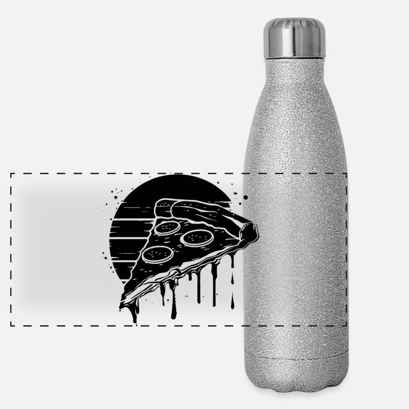 Dessin de morceau de pizza Gourde isotherme panoramique pailletée 500 ml