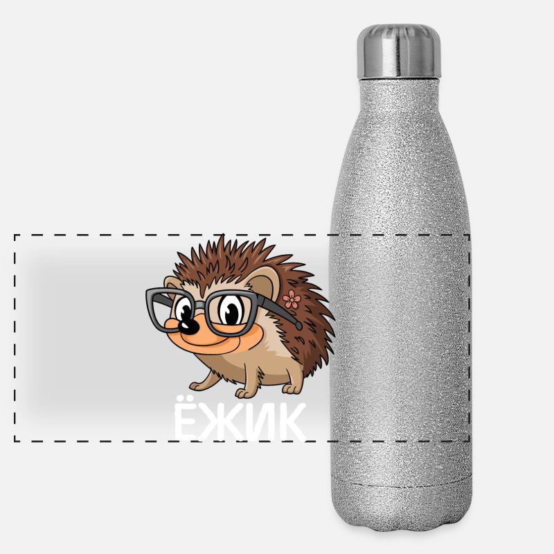 Conception de hérisson russe pour les amoureux des animaux Russie Gourde isotherme panoramique pailletée 500 ml
