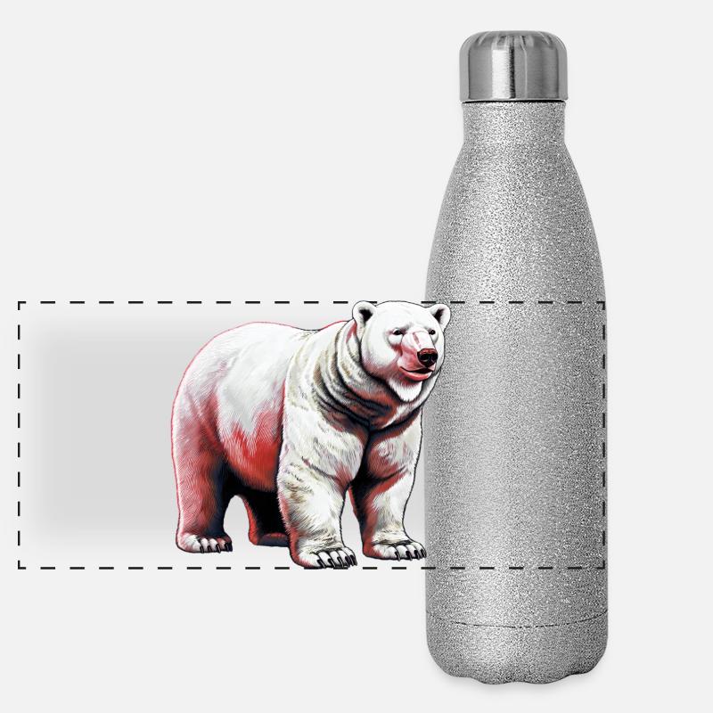 Weißer Eisbär Panorama Glitzer Isolierflasche 500 ml