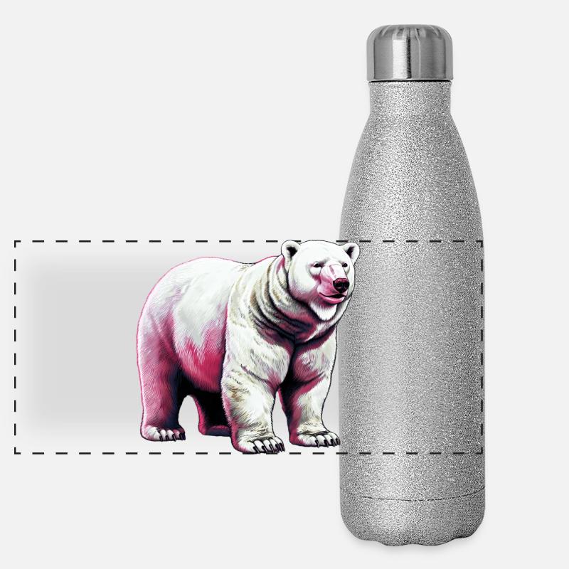 Weißer Eisbär Panorama Glitzer Isolierflasche 500 ml