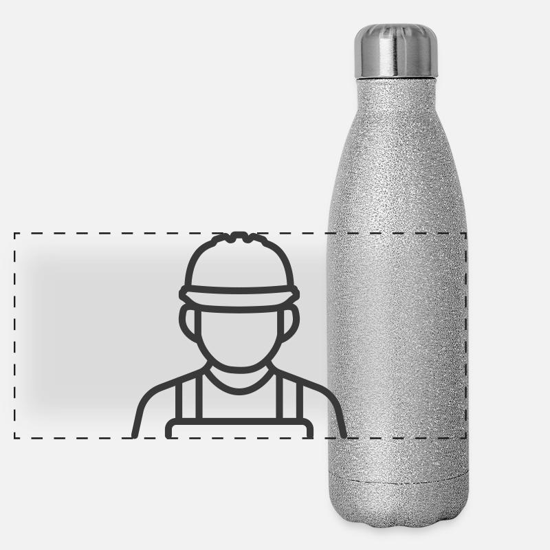 Construction Worker Icon – Minimalist Line Art Sty Panoramic Glitter Thermal Bottle 500 ml