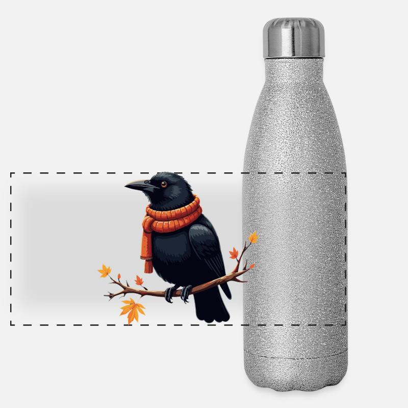 Corbeau d’Automne en Écharpe Gourde isotherme panoramique pailletée 500 ml