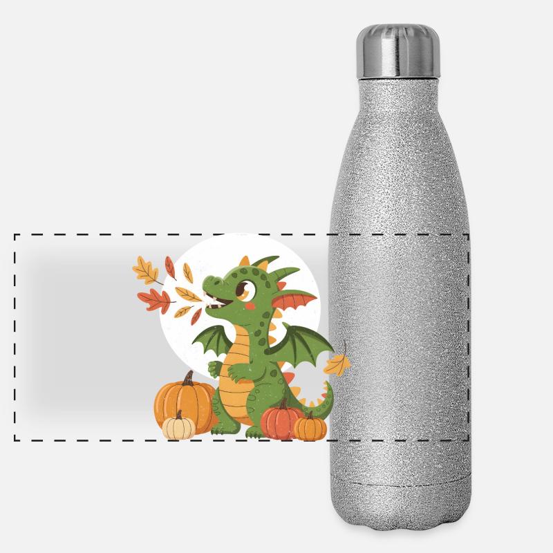 Kleiner Drachen Herbstszene Panorama Glitzer Isolierflasche 500 ml