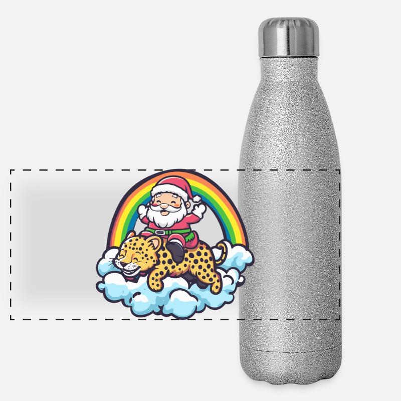 Père Noël léopard Noël Gourde isotherme panoramique pailletée 500 ml