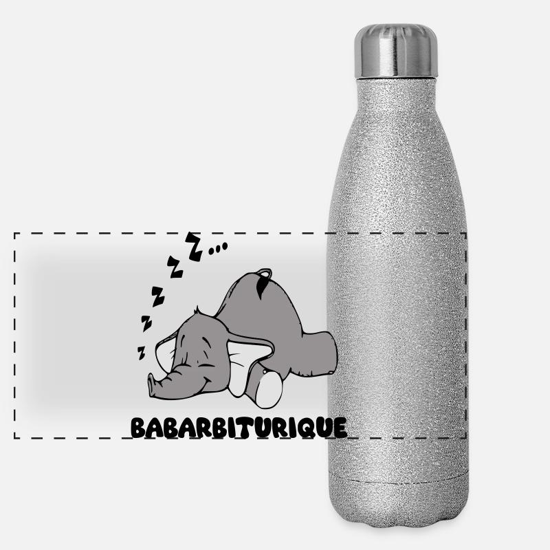 Éléphant Endormi avec le titre babarbiturique Gourde isotherme panoramique pailletée 500 ml