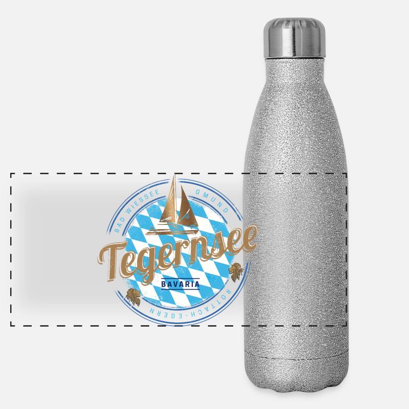 Tegernsee Bavaria Germany Sailing Ship Souvenir Panoramic Glitter Thermal Bottle 500 ml