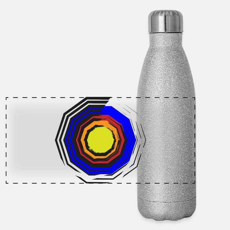 Color Wheel Octagon Neon Center - Panoramic Glitter Thermal Bottle 500 ml - silver glitter