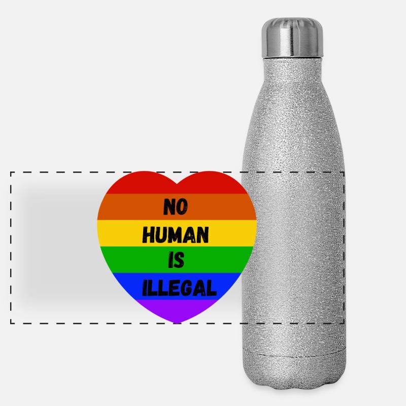 Aucun humain n’est illégal Gourde isotherme panoramique pailletée 500 ml