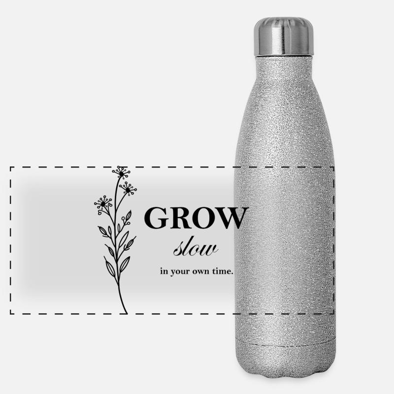 Conception typographique minimale Grow Slow Gourde isotherme panoramique pailletée 500 ml
