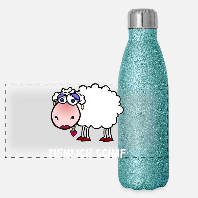 Cœur de dessin animé de joli mouton Gourde isotherme panoramique pailletée 500 ml