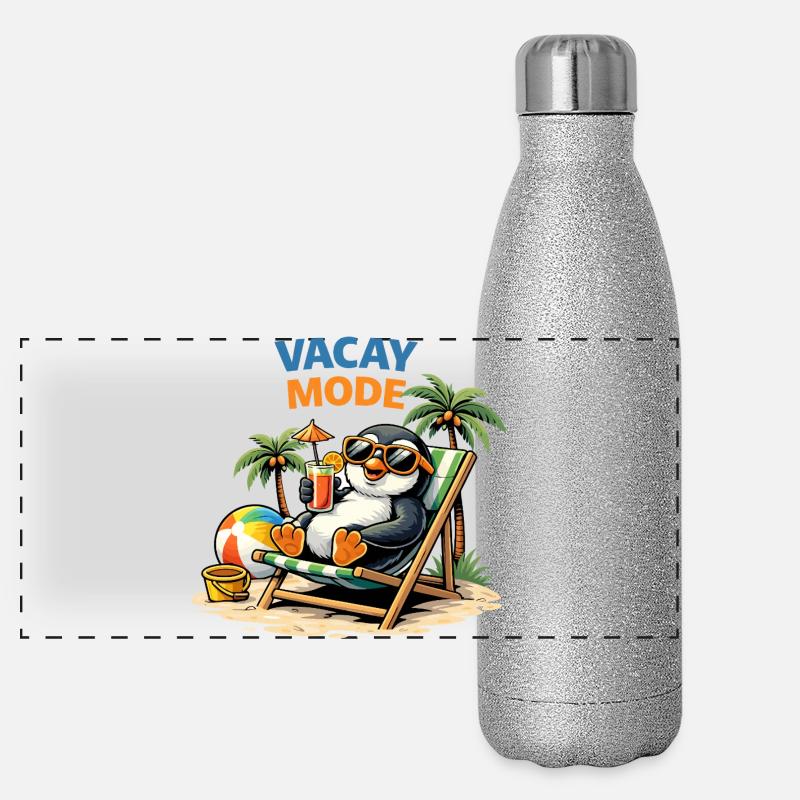 Vacay Mode Penguin Beach Panoramic Glitter Thermal Bottle 500 ml