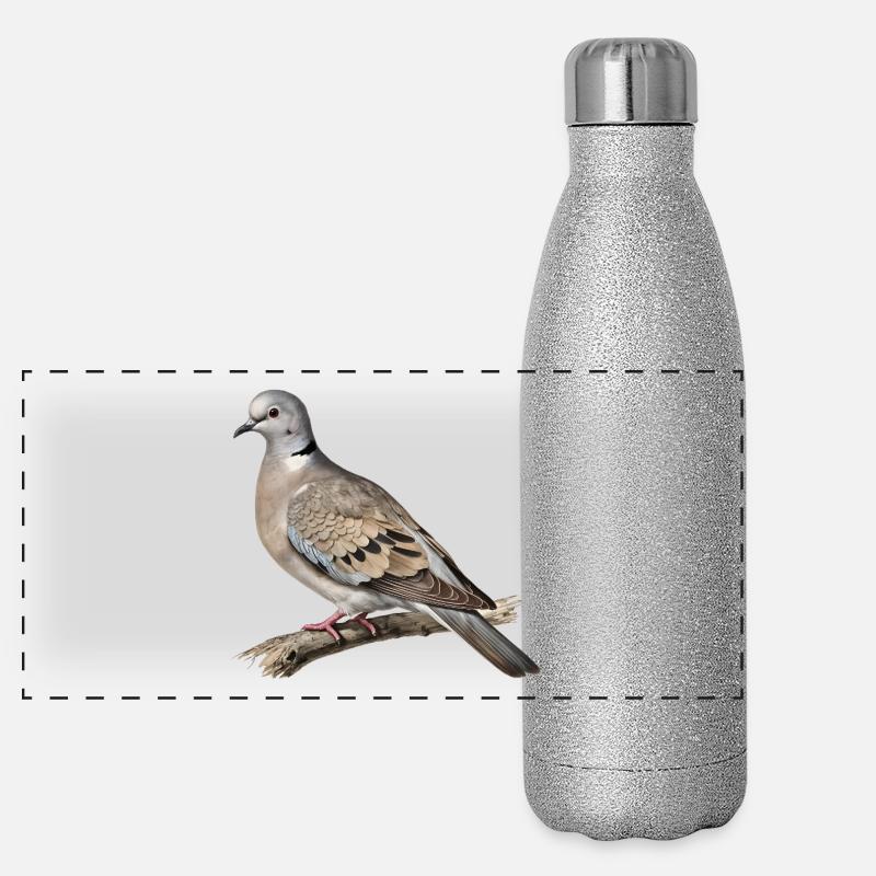 Turteltaube-Naturillustration Panorama Glitzer Isolierflasche 500 ml
