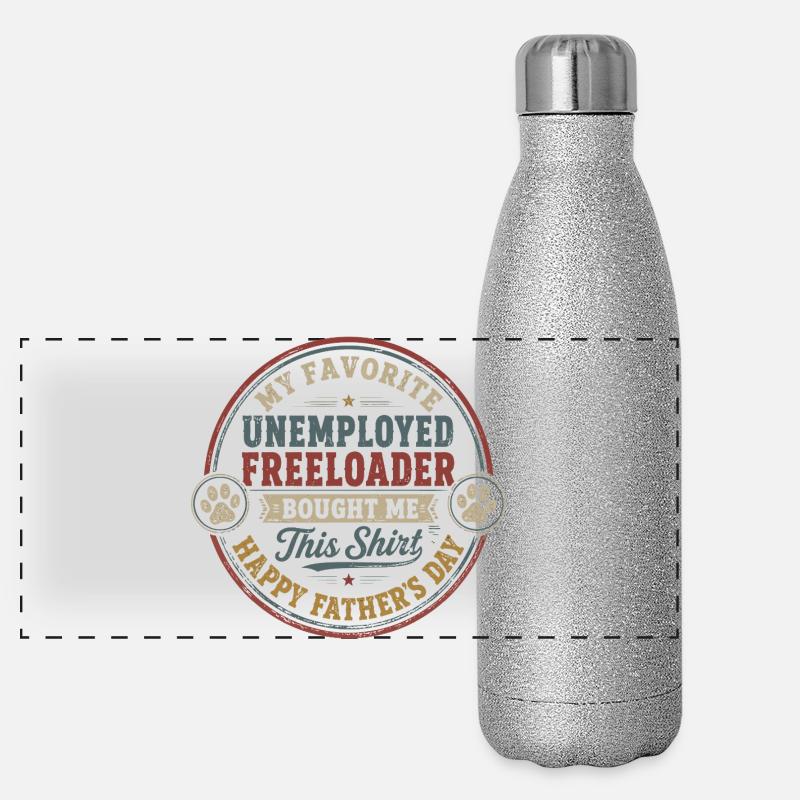 Vatertag – Mein liebster arbeitsloser Schmarotzer Panorama Glitzer Isolierflasche 500 ml