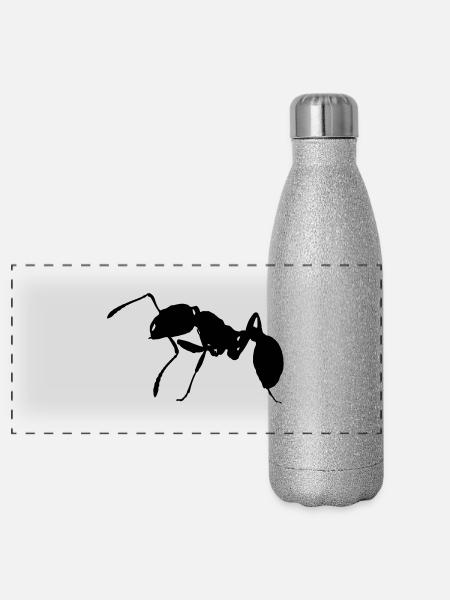 ants - Panoramic Glitter Thermal Bottle 500 ml - silver glitter - Front
