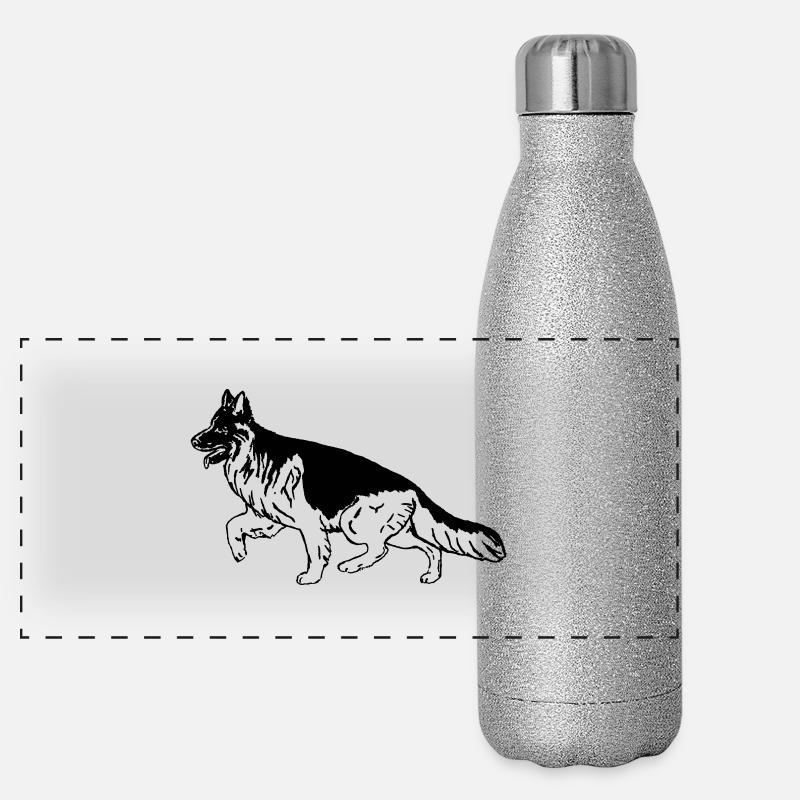 Langhaarschäferhund in Bewegung v2 Panorama Glitzer Isolierflasche 500 ml