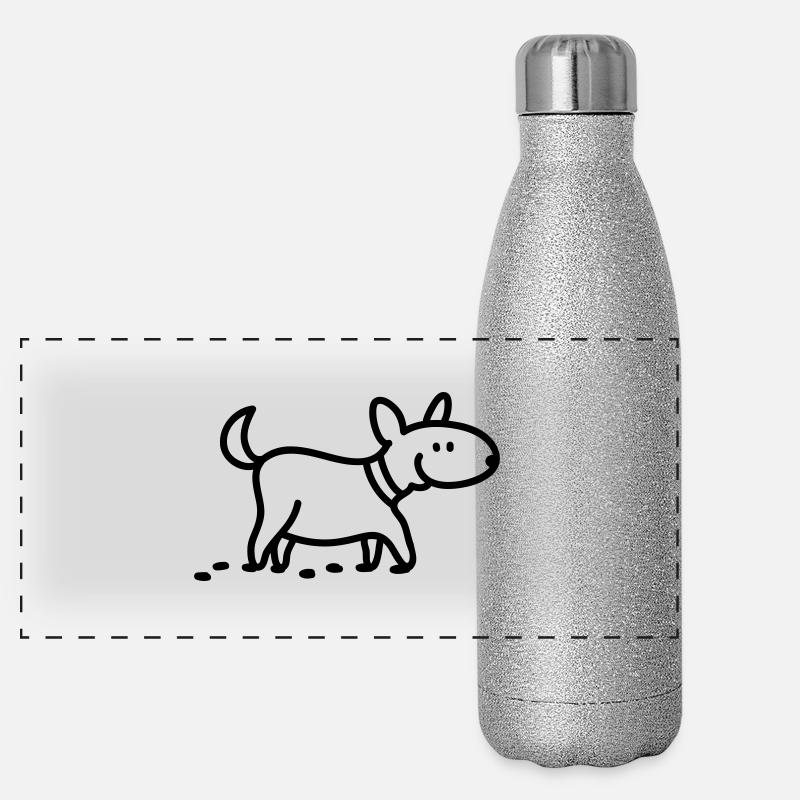 Hund - Gassi gehen - Line Panorama Glitzer Isolierflasche 500 ml