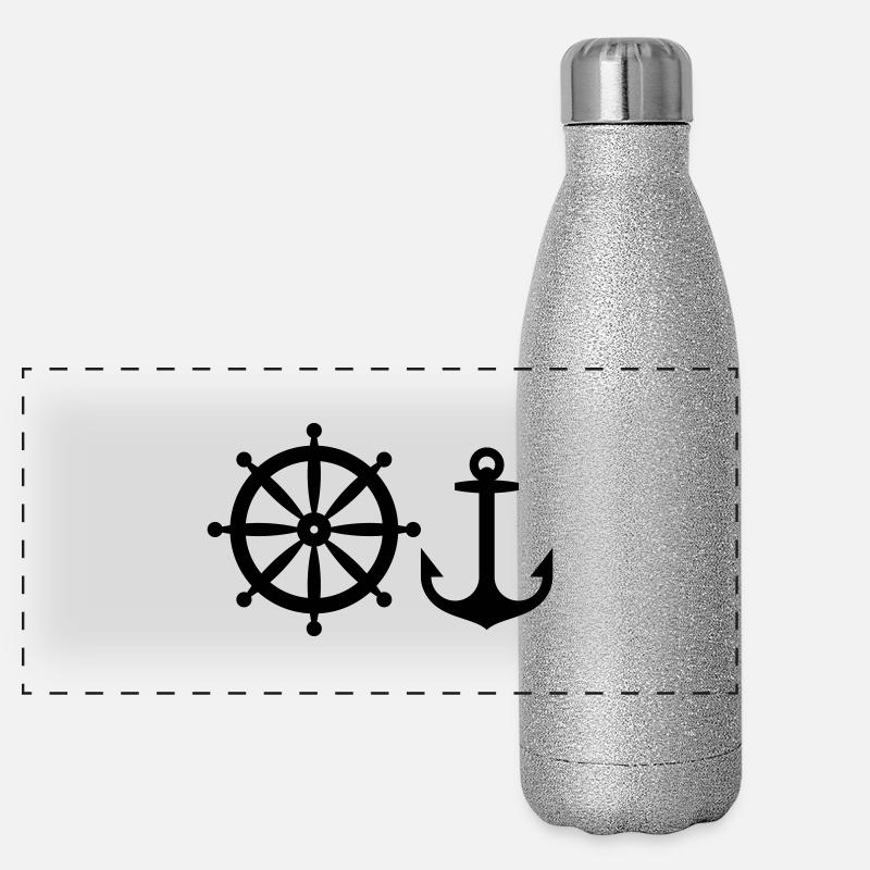 Anker und Steuerrad Panorama Glitzer Isolierflasche 500 ml