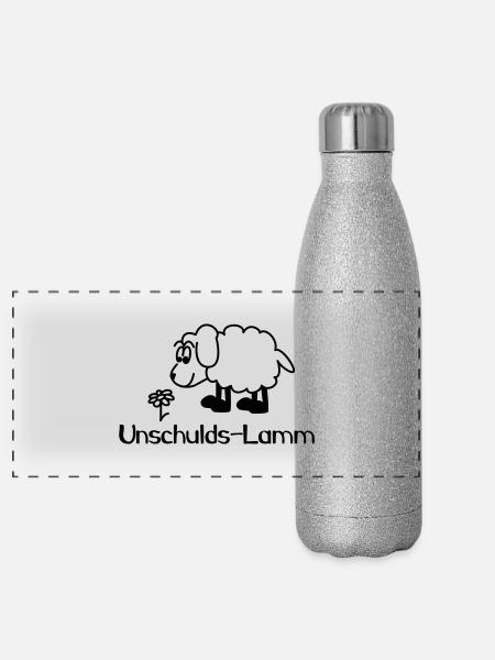 Unschulds Lamm - Panorama Glitzer Isolierflasche 500 ml - Silber Glitzer - Vorne