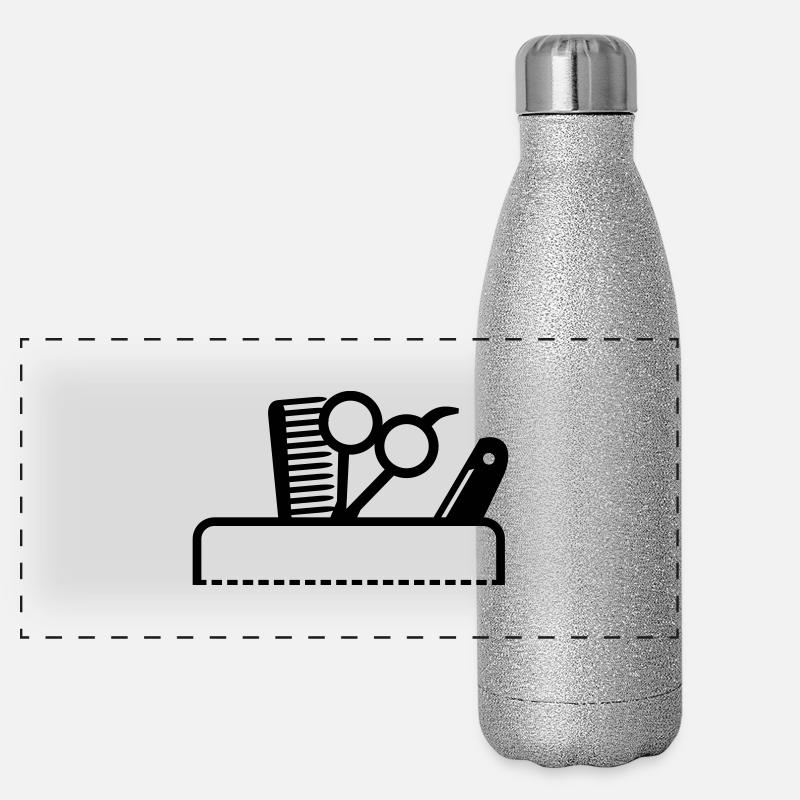 Kamm & Schere in der Tasche / barber tools in a Panorama Glitzer Isolierflasche 500 ml