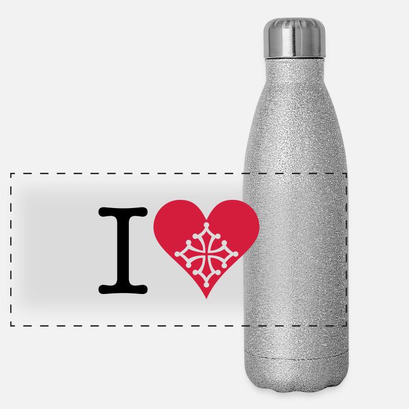 I love Occitanie 2C Gourde isotherme panoramique pailletée 500 ml