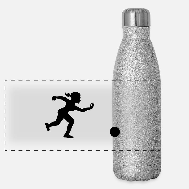 bowling player throws her ball Panoramic Glitter Thermal Bottle 500 ml
