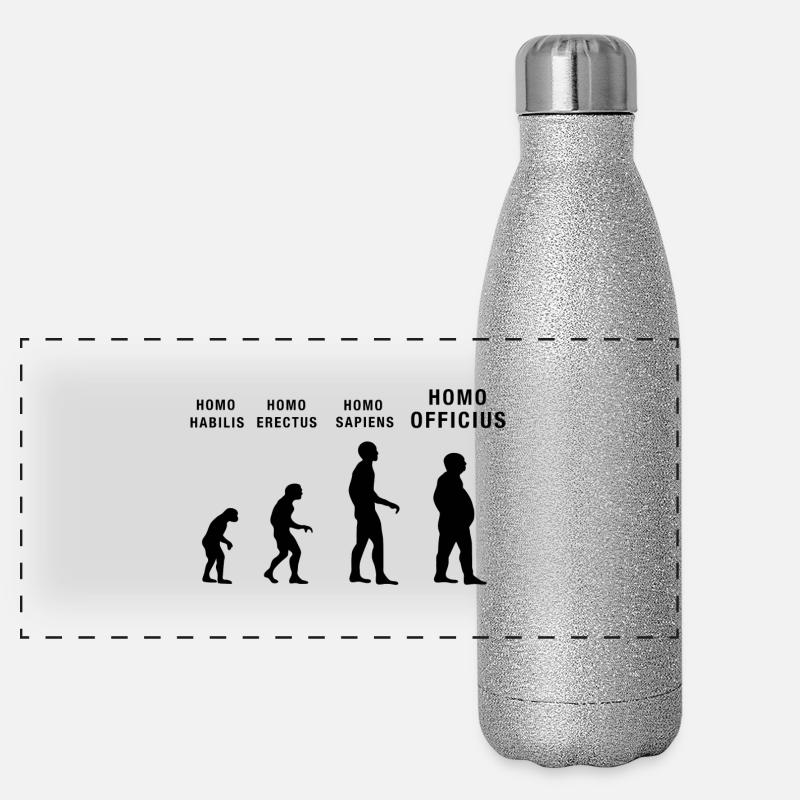 Home Office Homo Officius Evolution Bürohumor Panorama Glitzer Isolierflasche 500 ml