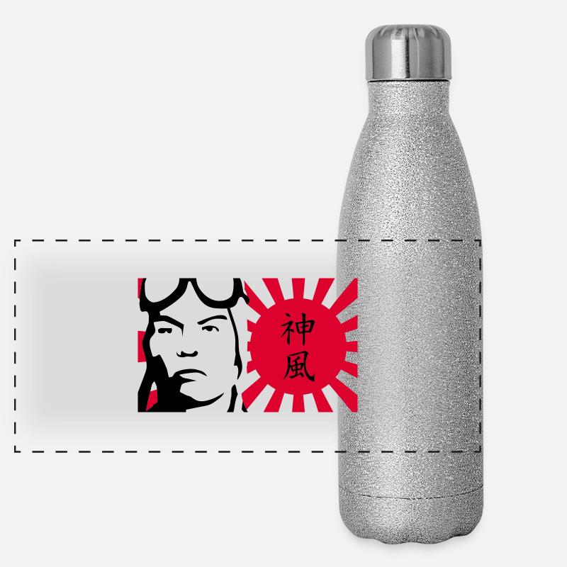 kamikaze- divine wind - Panorama Glitzer Isolierflasche 500 ml - Silber Glitzer