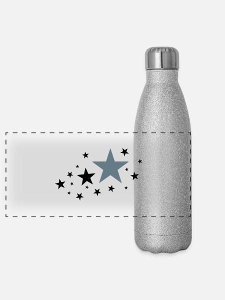 Sterne Stars Glamour - Panorama Glitzer Isolierflasche 500 ml - Silber Glitzer