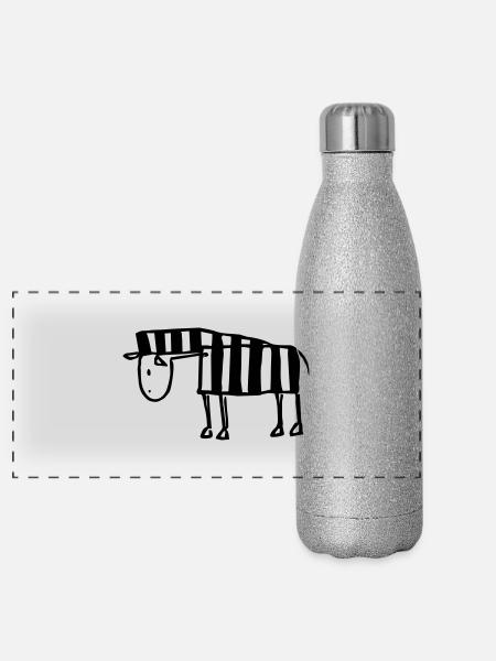Zebra ligne - Gourde isotherme panoramique pailletée 500 ml - paillettes argentées - Devant
