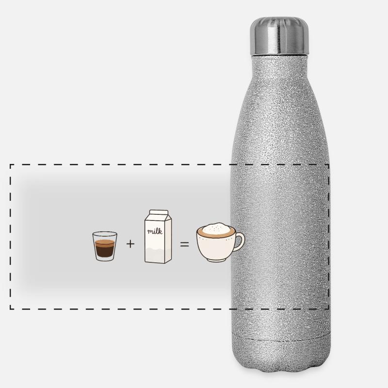 Cappuccino Formula Coffee Lover Design - Panoramic Glitter Thermal Bottle 500 ml - silver glitter