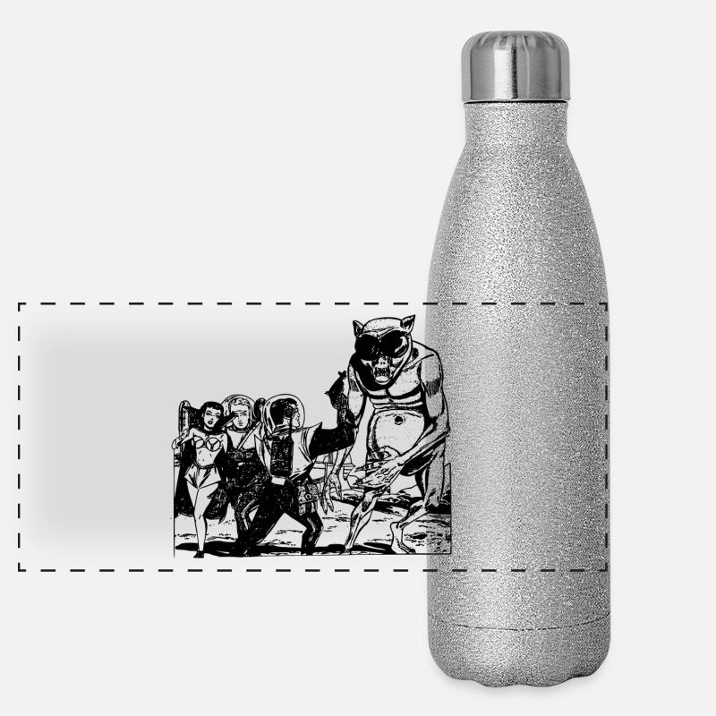 Old Retro Future Design Alien Monster Gourde isotherme panoramique pailletée 500 ml