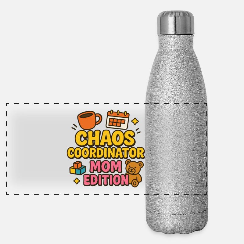 Chaos Coordinator – Mom Edition Panorama Glitzer Isolierflasche 500 ml