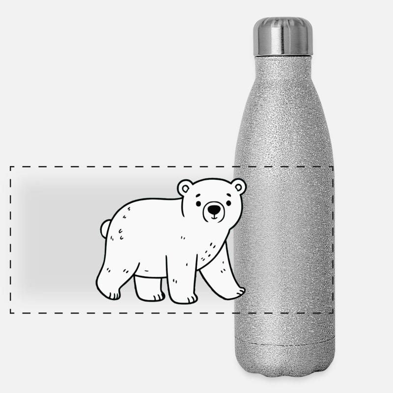 Ours blanc Gourde isotherme panoramique pailletée 500 ml