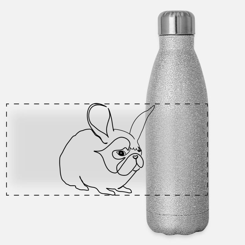 Mops Hase Pug Rabbit Panorama Glitzer Isolierflasche 500 ml