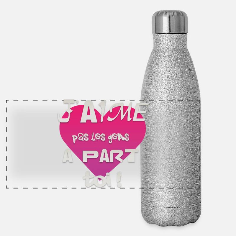 J’aime pas les gens à part toi Gourde isotherme panoramique pailletée 500 ml