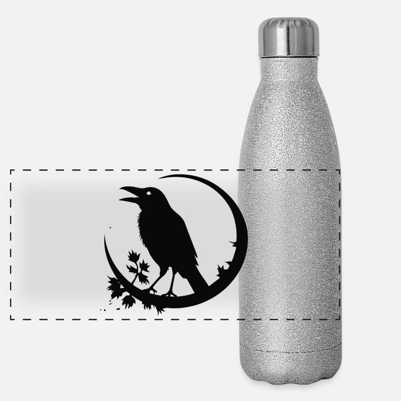 Corbeau dans la lune Gourde isotherme panoramique pailletée 500 ml