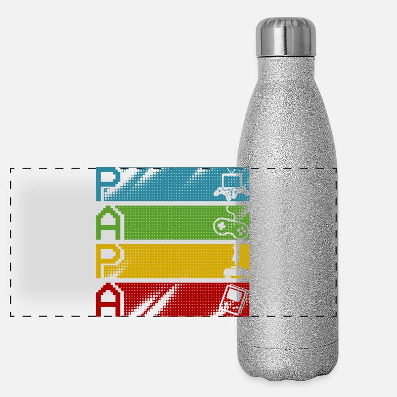 Rétro Gamers Pixel Multicolore Gourde isotherme panoramique pailletée 500 ml