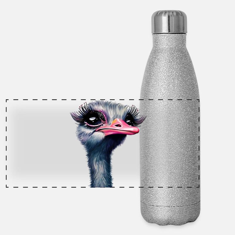 Straußen-Make-up Panorama Glitzer Isolierflasche 500 ml