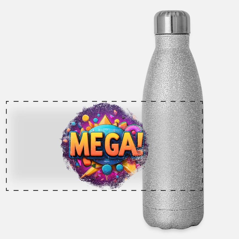 mega text in 3D Panoramic Glitter Thermal Bottle 500 ml