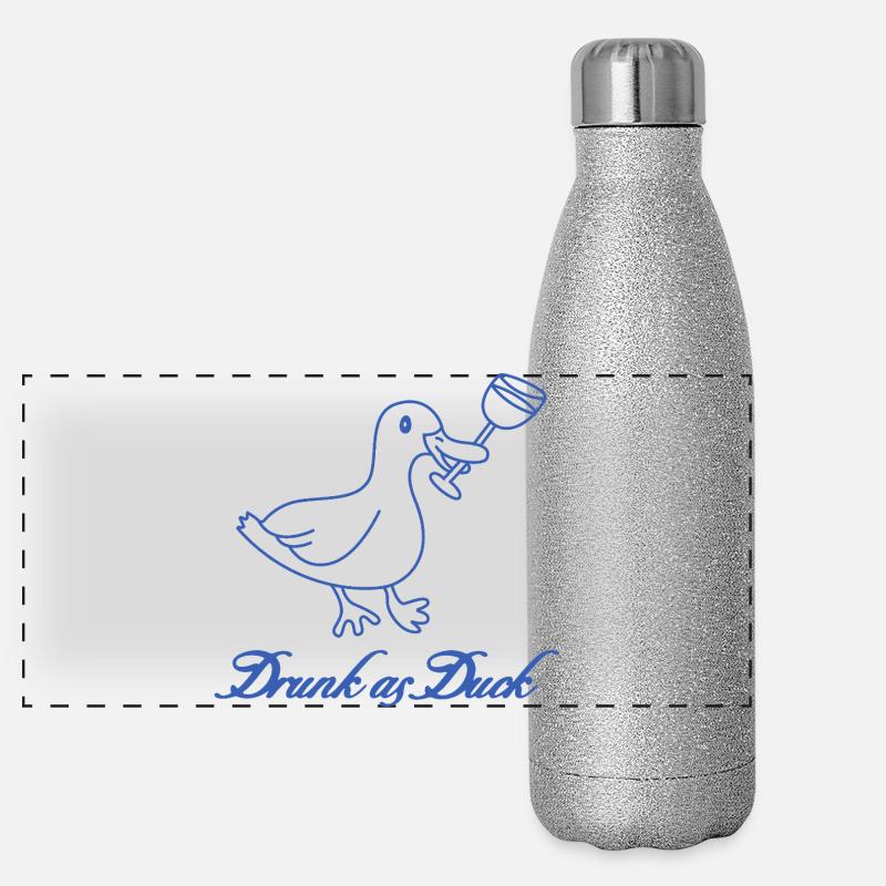 Drunk as Duck - Jeu de mots à boire amusant Gourde isotherme panoramique pailletée 500 ml