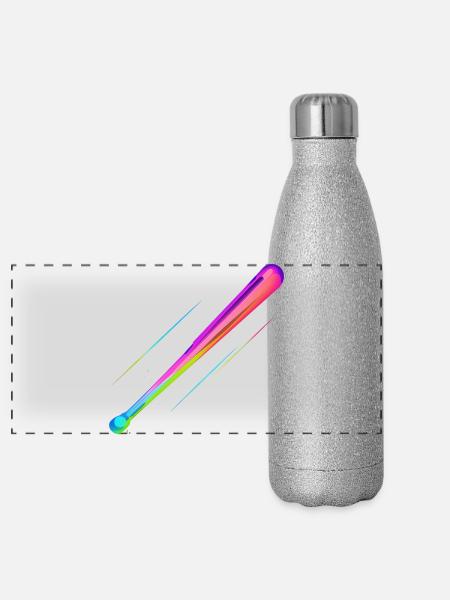 Baseballschläger Steamwave - Panorama Glitzer Isolierflasche 500 ml - Silber Glitzer