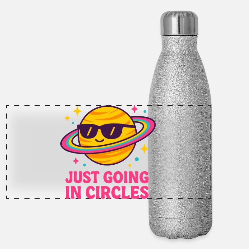 Planète galactique avec lunettes de soleil Gourde isotherme panoramique pailletée 500 ml