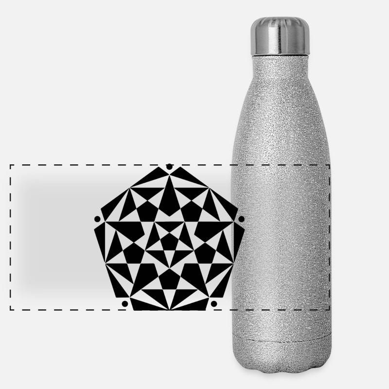 Fractal Pentagram Star Design Panoramic Glitter Thermal Bottle 500 ml