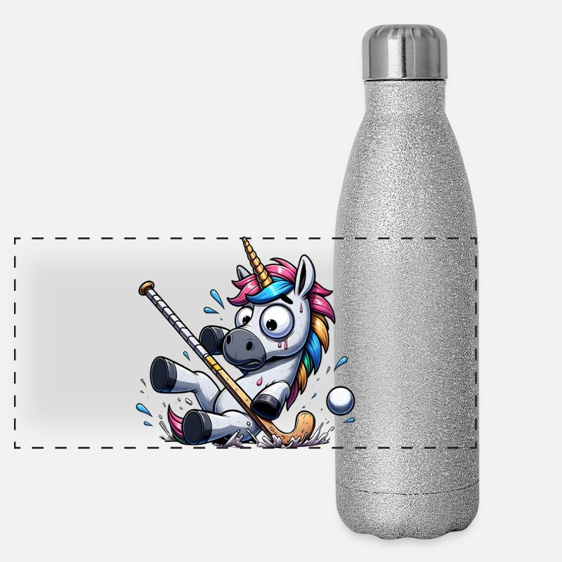Lustiges Einhorn Beim Golfen Mit Splash Moment Panorama Glitzer Isolierflasche 500 ml
