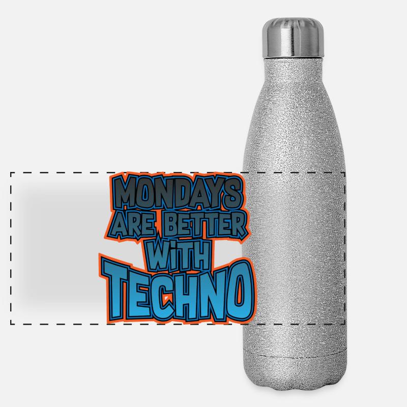 Montags ist besser mit Techno Panorama Glitzer Isolierflasche 500 ml