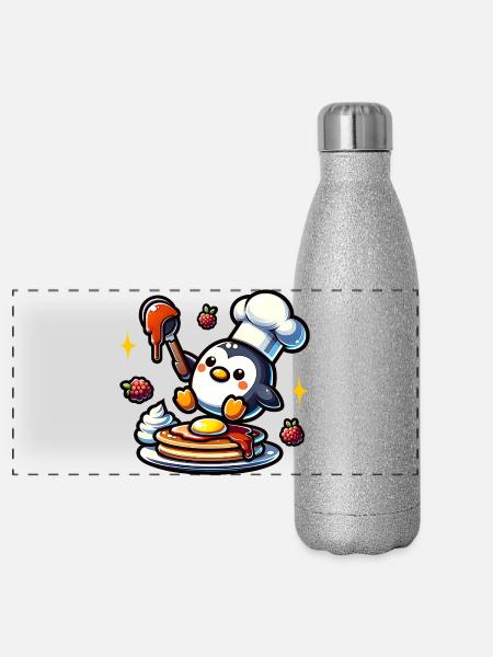 Waffeleisen Fan Waffelbäcker Outfit - Panorama Glitzer Isolierflasche 500 ml - Silber Glitzer