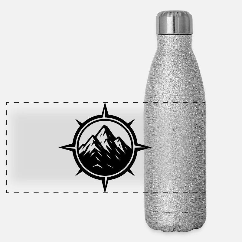 Kompass Berge Panorama Glitzer Isolierflasche 500 ml